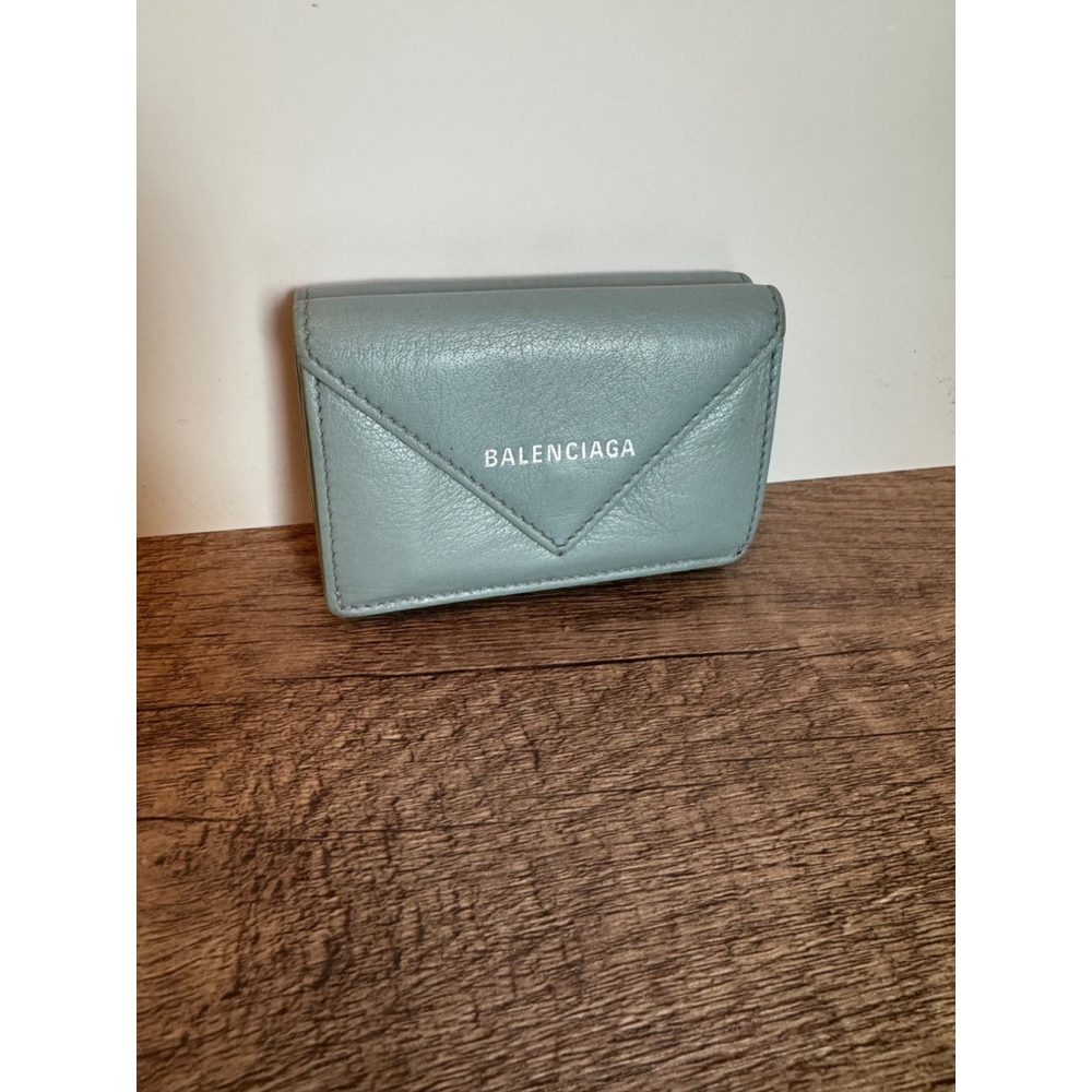 Balenciaga Blue Leather Tri-Fold Wallet | Authenticated
